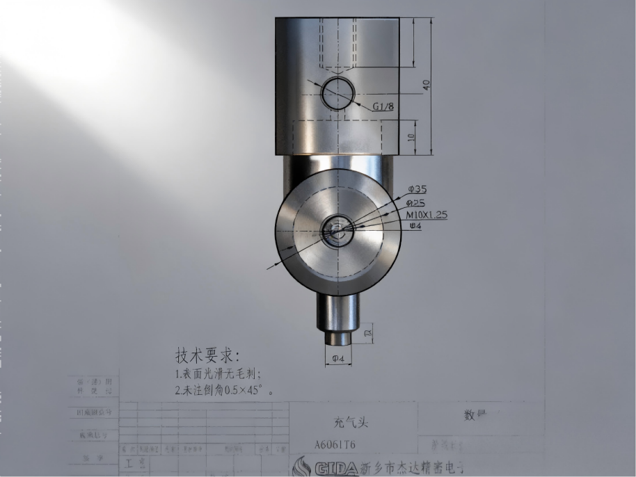 一个充气头上同时有G1/8管螺纹、M10×1.25细牙螺纹和Φ4气道孔,三者同轴怎么保证?